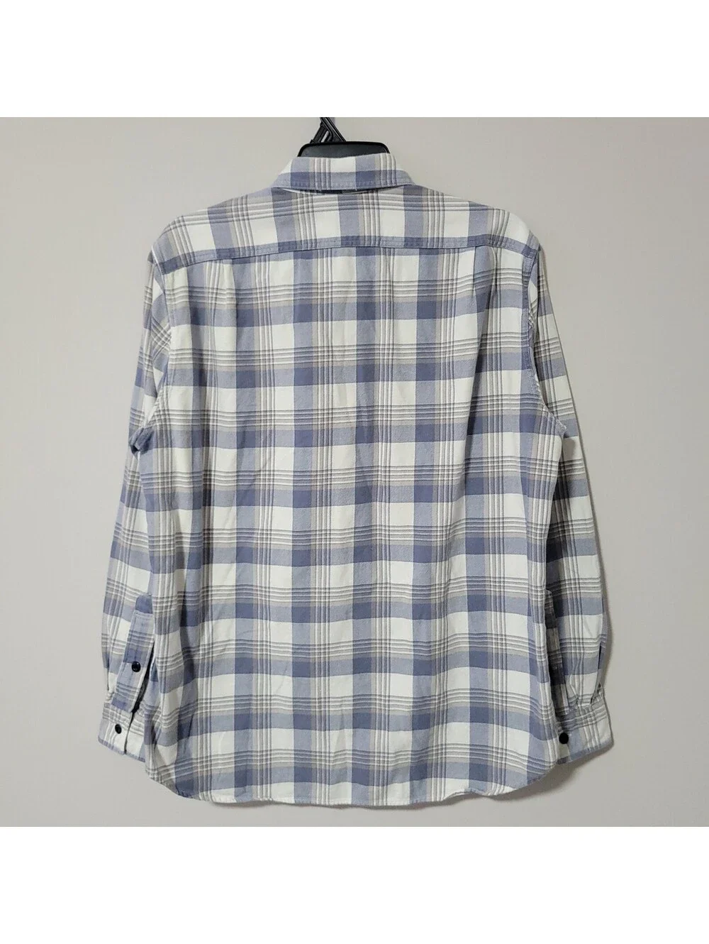Vintage J.Crew Flannel Shirt Mens M Blue White Plaid Cotton 2 Pocket Casual